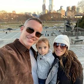 From left to right: Adam, his son Christian, and his wife Roe Clemente